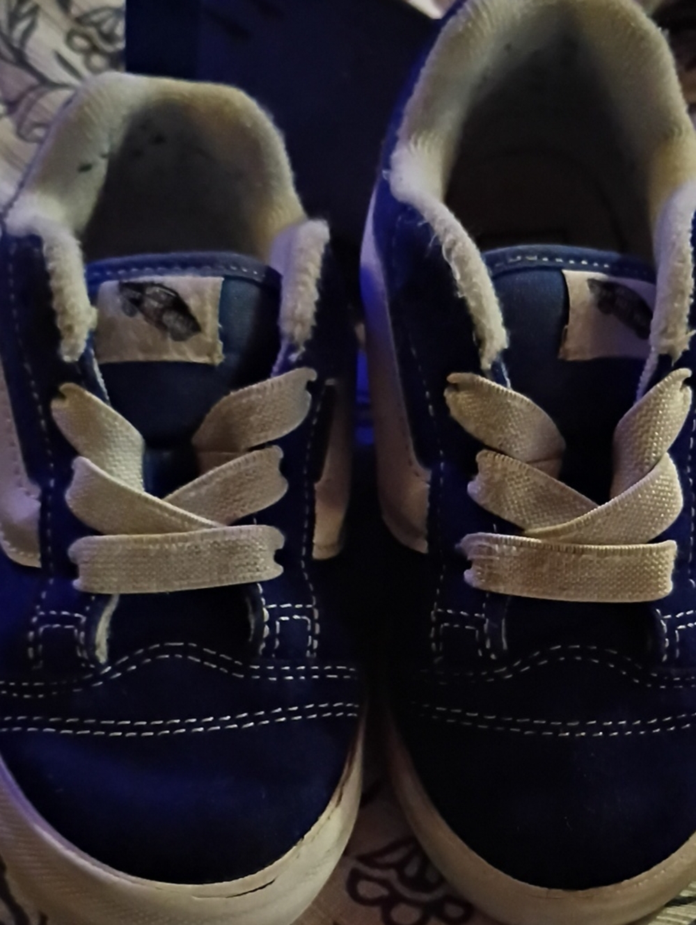 Vans Kids Blue Sneakers with Cream Laces